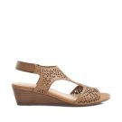52267 Ankle Strap Wedge Tan